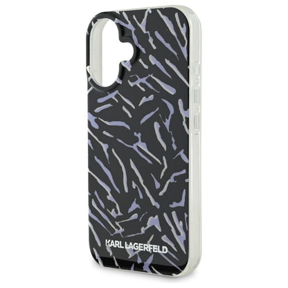 Capa para Apple iPhone 16, Karl Lagerfeld, Zebra com Alça de Corda, Roxo