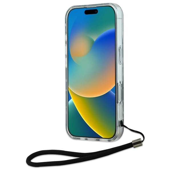 Capa para Apple iPhone 16, Karl Lagerfeld, Zebra com Alça de Corda, Roxo