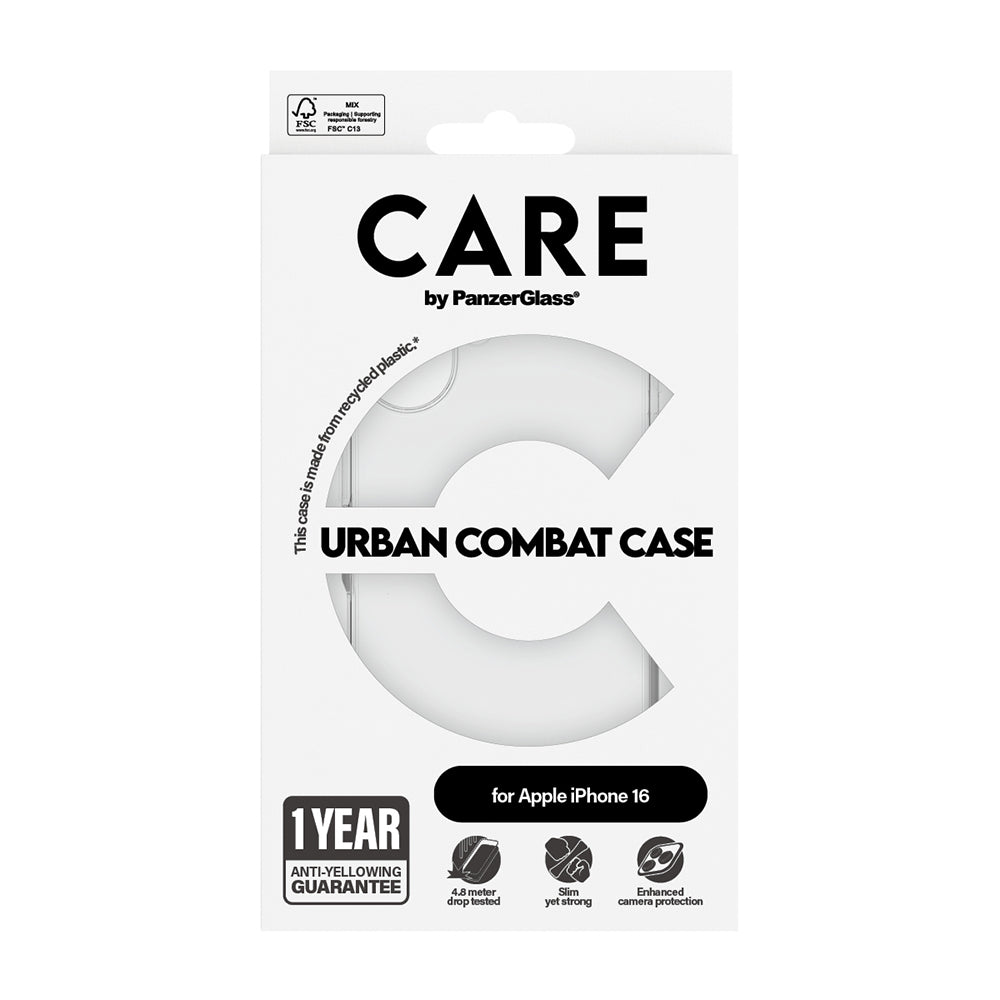 Capa para Apple iPhone 16, PanzerGlass, Care Urban Combat, Transparente
