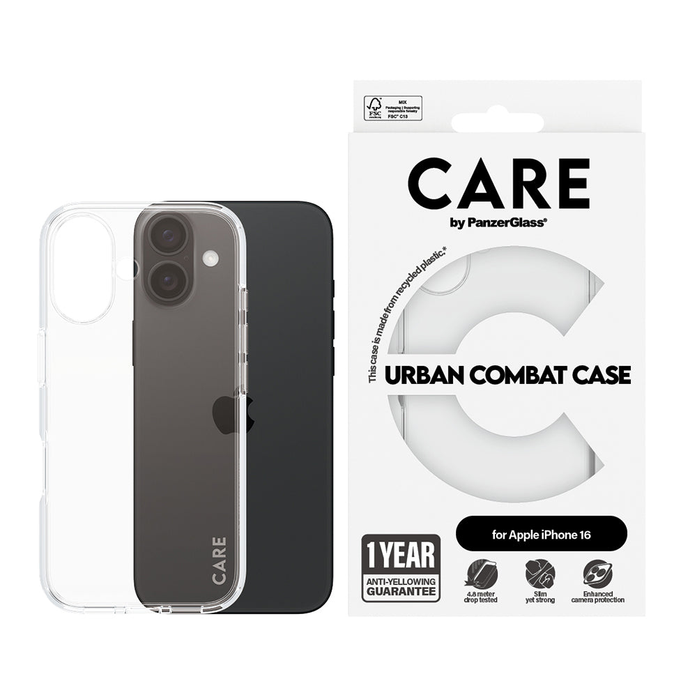 Capa para Apple iPhone 16, PanzerGlass, Care Urban Combat, Transparente