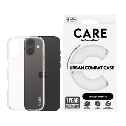 Capa para Apple iPhone 16, PanzerGlass, Care Urban Combat, Transparente