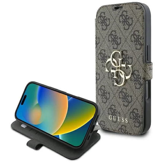 Capa para Apple iPhone 16 Plus, Guess, 4G Book, Castanho