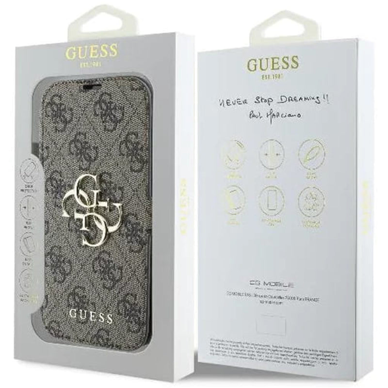 Capa para Apple iPhone 16 Plus, Guess, 4G Book, Castanho