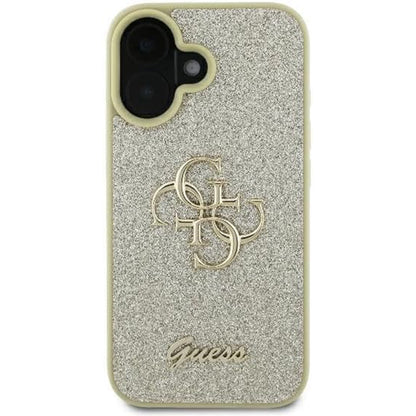 Capa para Apple iPhone 16 Plus, Guess, Fixed Glitter Big 4G, Dourada