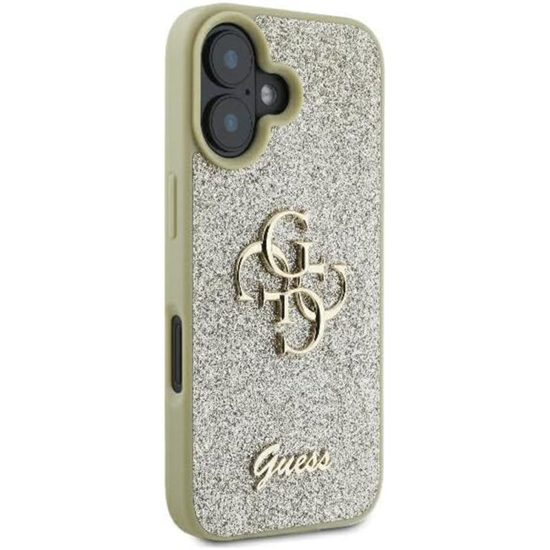 Capa para Apple iPhone 16 Plus, Guess, Fixed Glitter Big 4G, Dourada