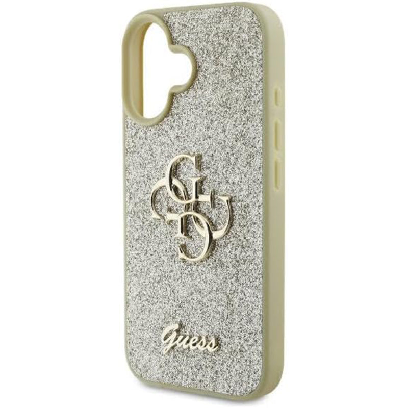 Capa para Apple iPhone 16 Plus, Guess, Fixed Glitter Big 4G, Dourada