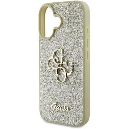 Capa para Apple iPhone 16 Plus, Guess, Fixed Glitter Big 4G, Dourada