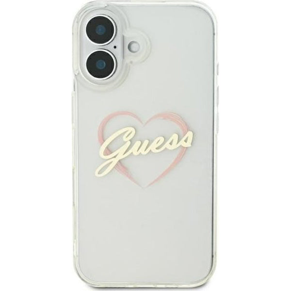 Capa para Apple iPhone 16 Plus, Guess, IML Heart, Transparente