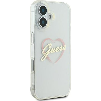 Capa para Apple iPhone 16 Plus, Guess, IML Heart, Transparente