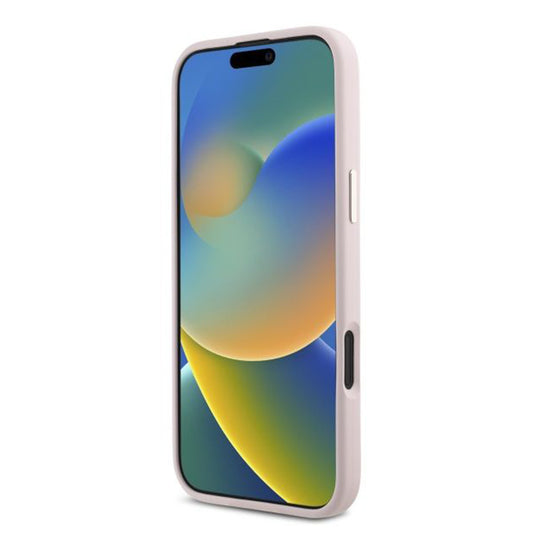 Capa para Apple iPhone 16 Plus, Guess, Script Metal Logo & Frame, Rosa