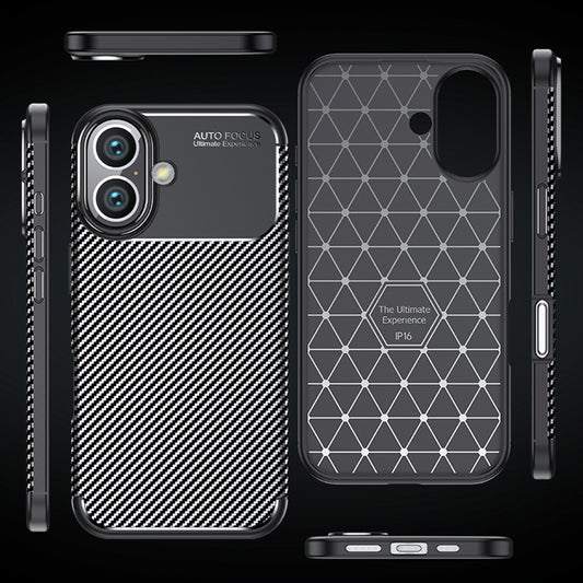 Capa para Apple iPhone 16 Plus, Techsuit, Fibra de Carbon, Preta