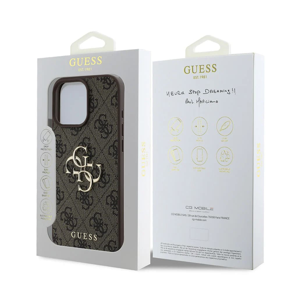 Capa para Apple iPhone 16 Pro, Guess, 4G Big Logo, Castanho