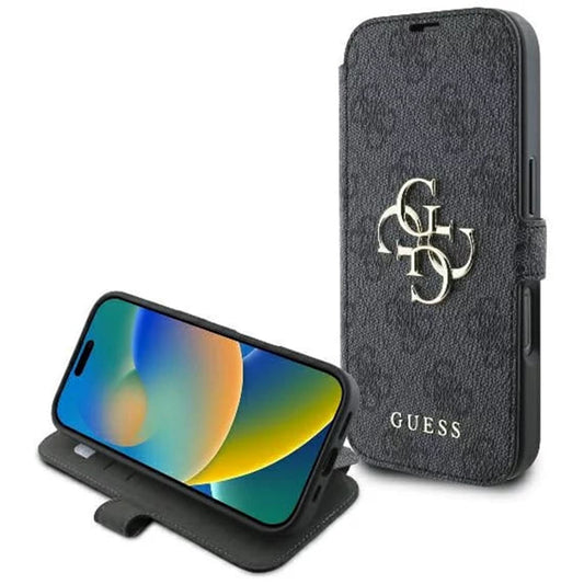Capa para Apple iPhone 16 Pro, Guess, 4G Book, Preta