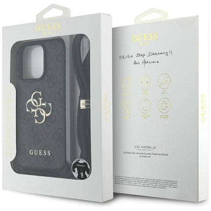 Capa para Apple iPhone 16 Pro, Guess, 4G CBDY Big Logo com Alça de Cordão, Preta