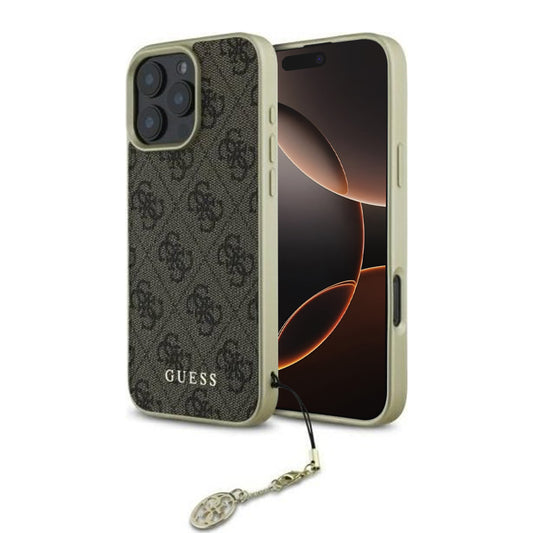 Capa para Apple iPhone 16 Pro, Guess, 4G Charm, Castanho