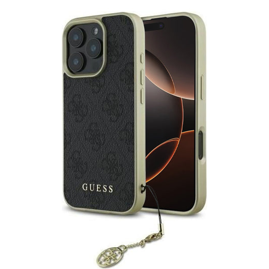 Capa para Apple iPhone 16 Pro, Guess, 4G Charm, Preta