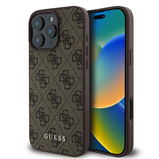 Capa para Apple iPhone 16 Pro, Guess, 4G Classic, Castanho