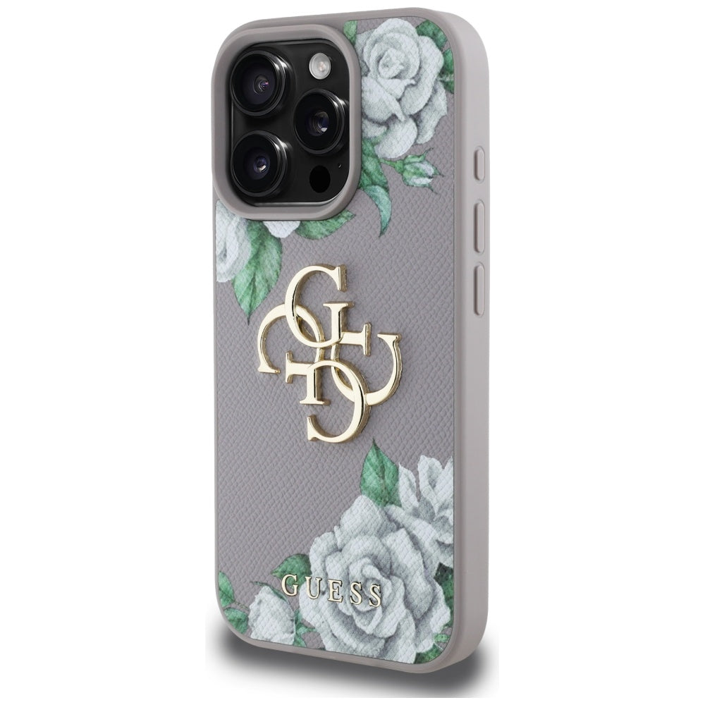 Capa para Apple iPhone 16 Pro, Guess, 4G Grained Roses Big Logo, Roxo