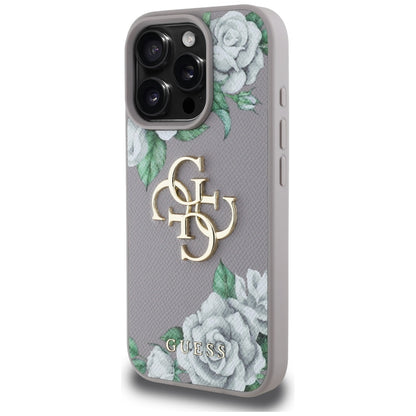 Capa para Apple iPhone 16 Pro, Guess, 4G Grained Roses Big Logo, Roxo