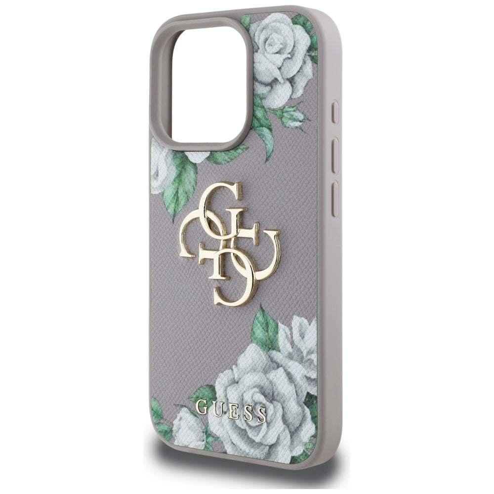 Capa para Apple iPhone 16 Pro, Guess, 4G Grained Roses Big Logo, Roxo