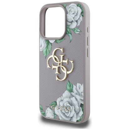 Capa para Apple iPhone 16 Pro, Guess, 4G Grained Roses Big Logo, Roxo