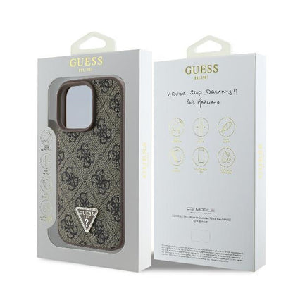 Capa para Apple iPhone 16 Pro, Guess, 4G Triangle Strass, Marrom