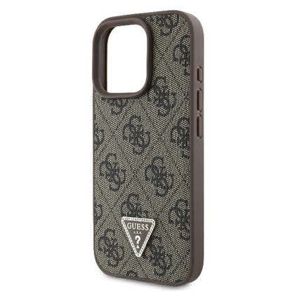 Capa para Apple iPhone 16 Pro, Guess, 4G Triangle Strass, Marrom