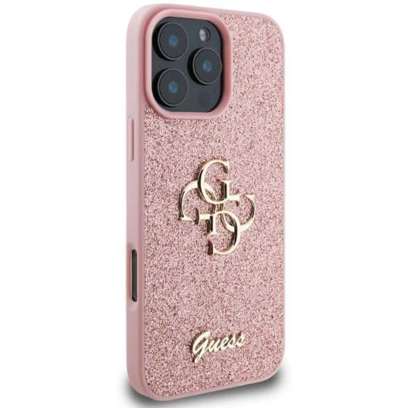 Capa para Apple iPhone 16 Pro, Guess, Fixed Glitter Big 4G, Rosa