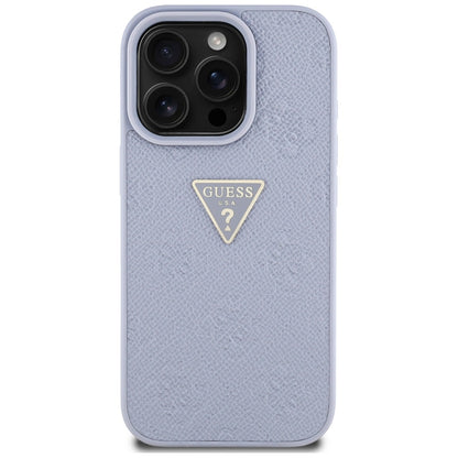 Capa para Apple iPhone 16 Pro, Guess, Hot Stamp 4G Pattern Triangle Logo, Lilás Claro.
