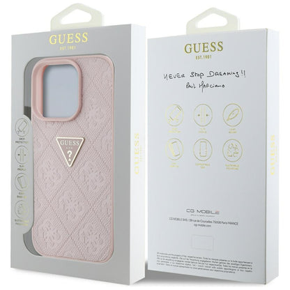Capa para Apple iPhone 16 Pro, Guess, Hot Stamp 4G Pattern Triangle Logo, Rosa