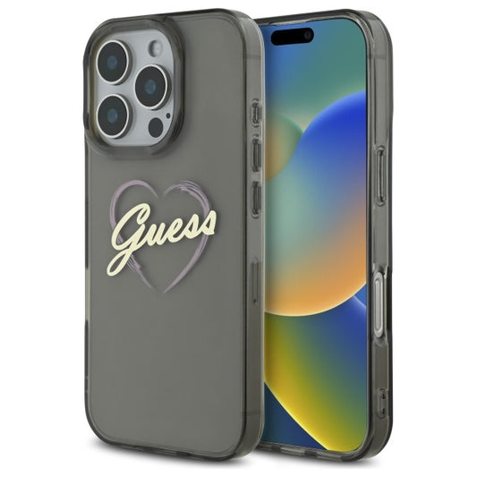 Capa para Apple iPhone 16 Pro, Guess, IML Heart, Preta