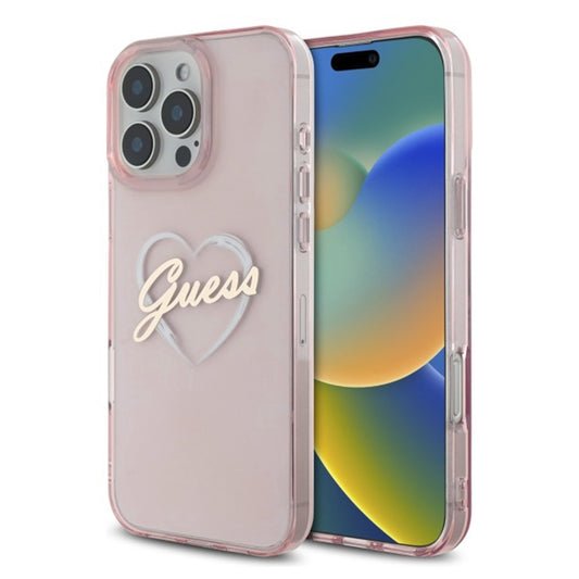 Capa para Apple iPhone 16 Pro, Guess, IML Heart, Rosa