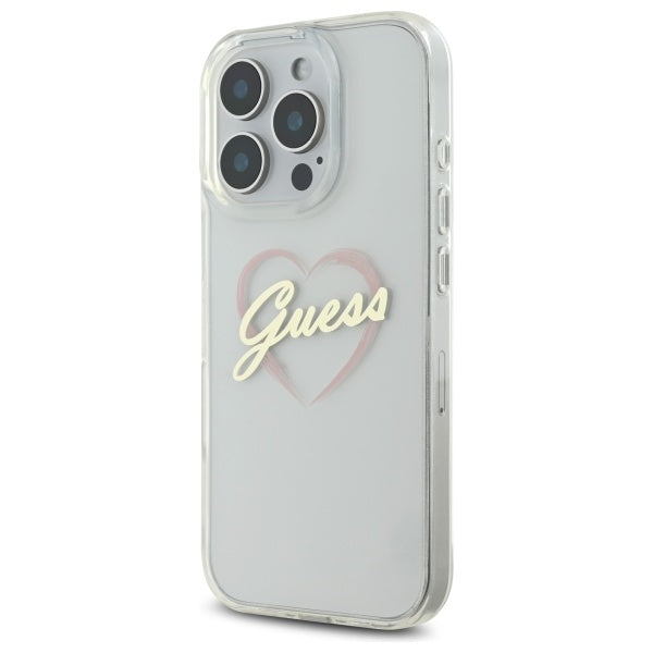 Case for Apple iPhone 16 Pro, Guess, IML Heart, Transparent