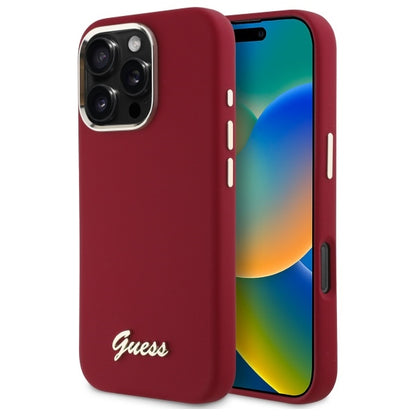 Capa para Apple iPhone 16 Pro, Guess, Script Metal Logo, Rosa