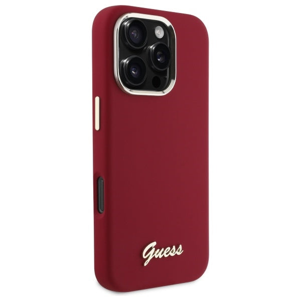 Capa para Apple iPhone 16 Pro, Guess, Script Metal Logo, Rosa