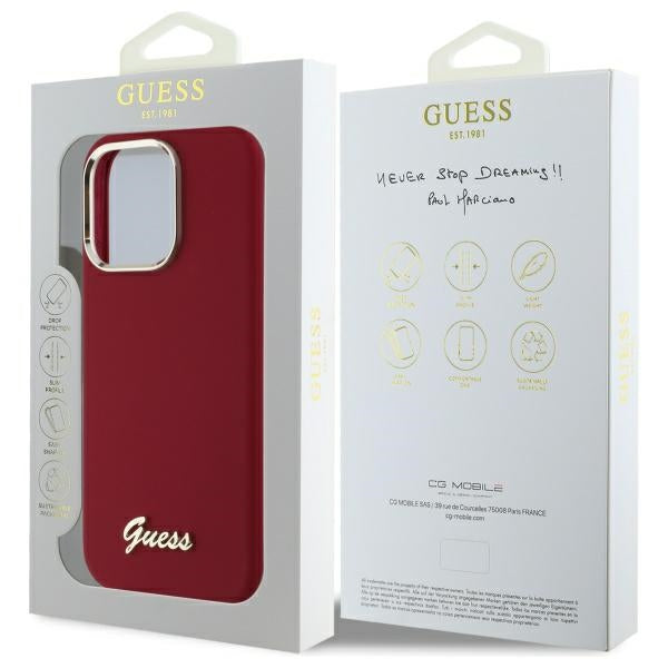 Capa para Apple iPhone 16 Pro, Guess, Script Metal Logo, Rosa