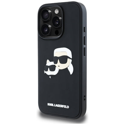 Capa para Apple iPhone 16 Pro, Karl Lagerfeld, 3D Rubber Karl & Choupette, Preta