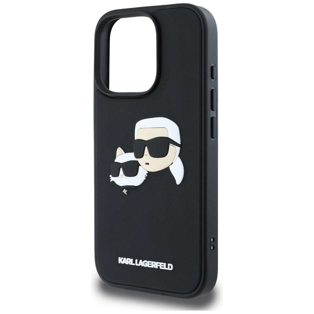 Capa para Apple iPhone 16 Pro, Karl Lagerfeld, 3D Rubber Karl & Choupette, Preta