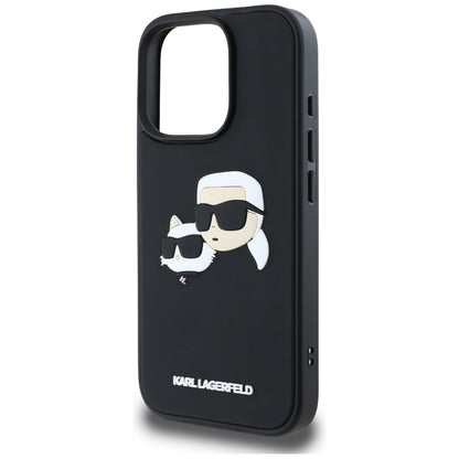 Capa para Apple iPhone 16 Pro, Karl Lagerfeld, 3D Rubber Karl & Choupette, Preta