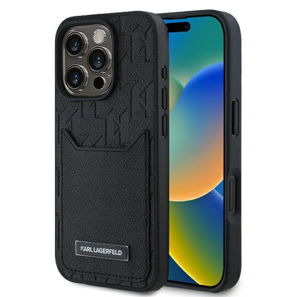 Capa para Apple iPhone 16 Pro, Karl Lagerfeld, Cardslots Monogram, Preta