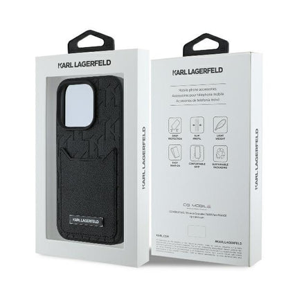 Capa para Apple iPhone 16 Pro, Karl Lagerfeld, Cardslots Monogram, Preta