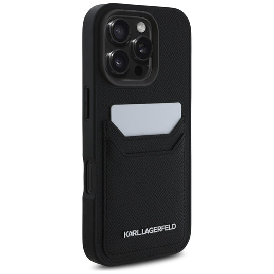 Capa para Apple iPhone 16 Pro, Karl Lagerfeld, Grained Cardslots, Preta