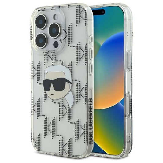 Capa para Apple iPhone 16 Pro, Karl Lagerfeld, IML Luxury Electroplated Karl's Head, Transparente