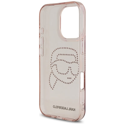 Case for Apple iPhone 16 Pro, Karl Lagerfeld, IML Rhinestones Karl's Head, Pink