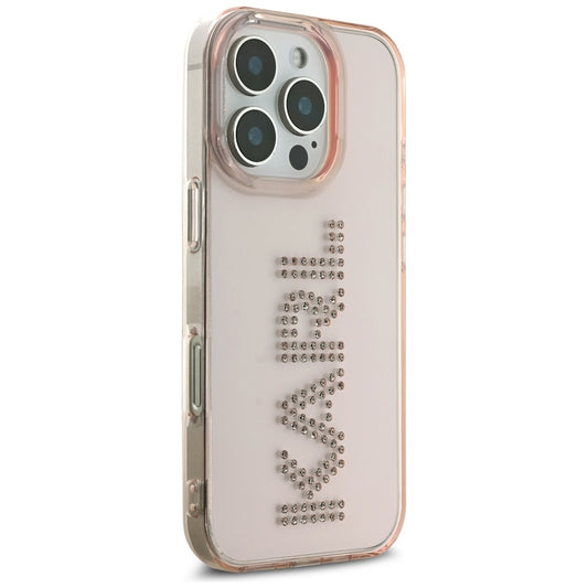 Capa para Apple iPhone 16 Pro, Karl Lagerfeld, IML Rhinestones Pink Logo, Rosa