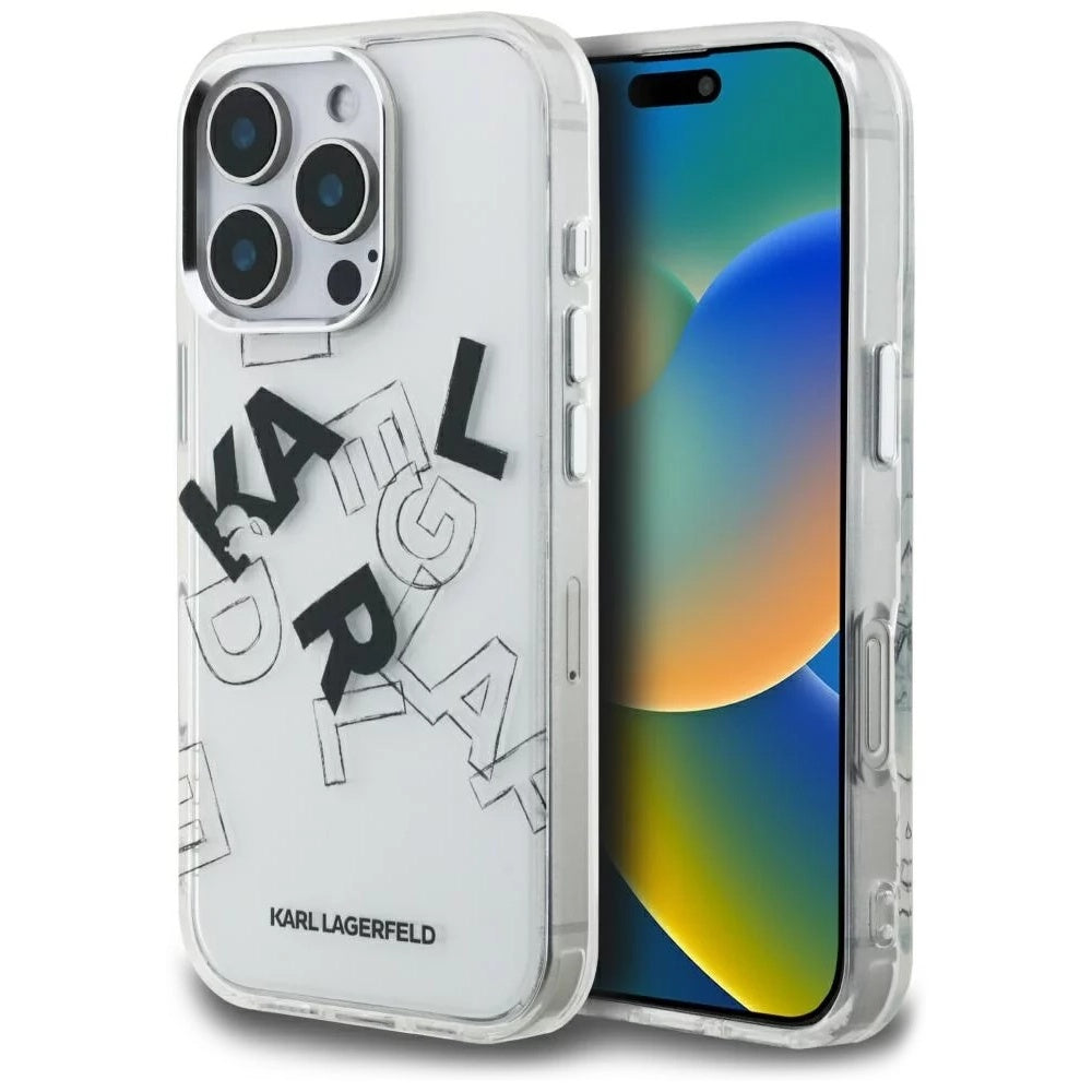 Capa para Apple iPhone 16 Pro, Karl Lagerfeld, IML Sketched Graphic Logo, Transparente