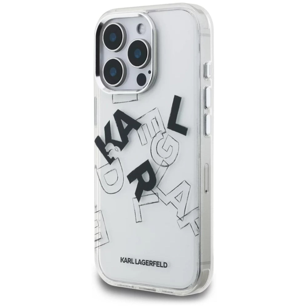 Capa para Apple iPhone 16 Pro, Karl Lagerfeld, IML Sketched Graphic Logo, Transparente
