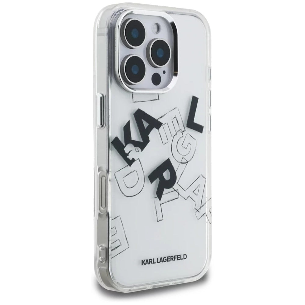 Capa para Apple iPhone 16 Pro, Karl Lagerfeld, IML Sketched Graphic Logo, Transparente