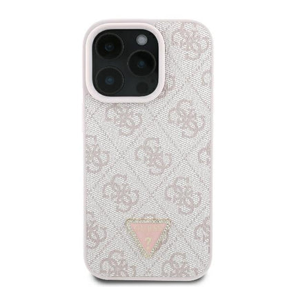 Capa para Apple iPhone 16 Pro Max, Guess, Crossbody 4G Triangle Strass, Rosa