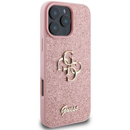 Capa para Apple iPhone 16 Pro Max, Guess, Fixed Glitter Big 4G, Rosa